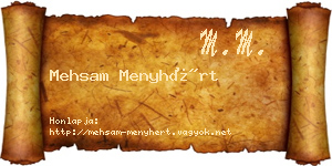 Mehsam Menyhért névjegykártya